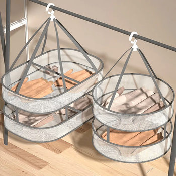 Clothes basket flat net pocket anti-deformation cashmere sweater clothes net socks underwear hair drying rack net pocket windproof drying