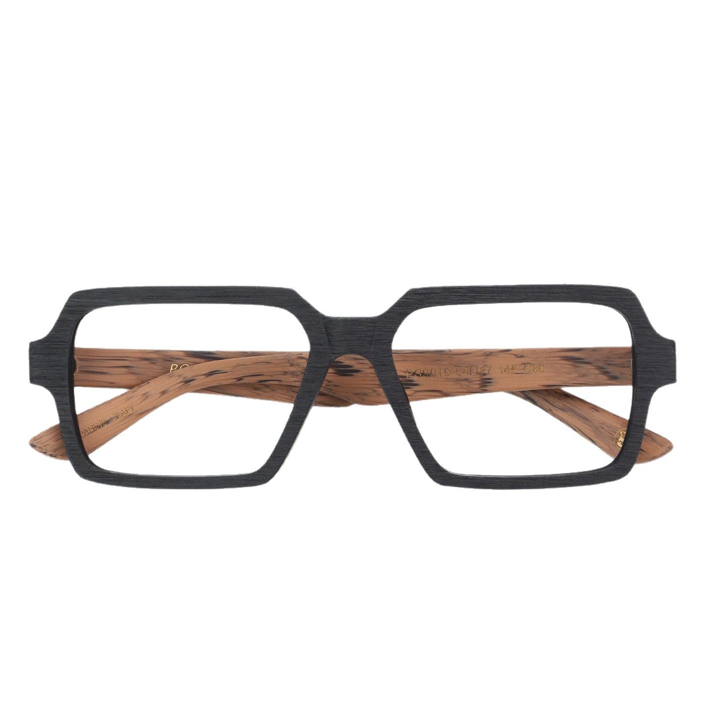 Retro Plate Myopia Glasses Square Frame Wood Grain Large Frame Men and Women Lensless Glasses Frame Ps9019