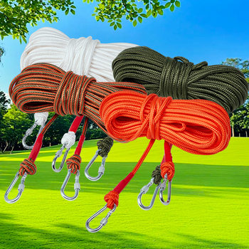 Temu Clothesline Thickeneded Steel Wire Core Outdoor Punch-Free Double Hook Nylon Rope Amazon Cross-Border Supply