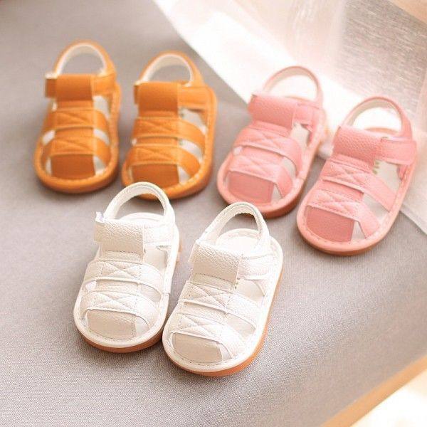 Baby sandals summer new baby toddler shoes boys and girls one-year-old non-slip soft bottom closed toe children