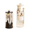 Press-Type Makeup Brush Storage Tube, Large-Capacity Compartmentalized Storage Box for Dressing Table, Makeup Brush and Eyebrow Pencil Holder, Adjustable Brush Tube