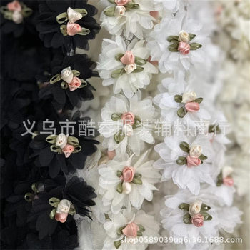 Spot supply Korean version of the three-dimensional flower ribbon selling children's shoes with hats clothing accessories flower