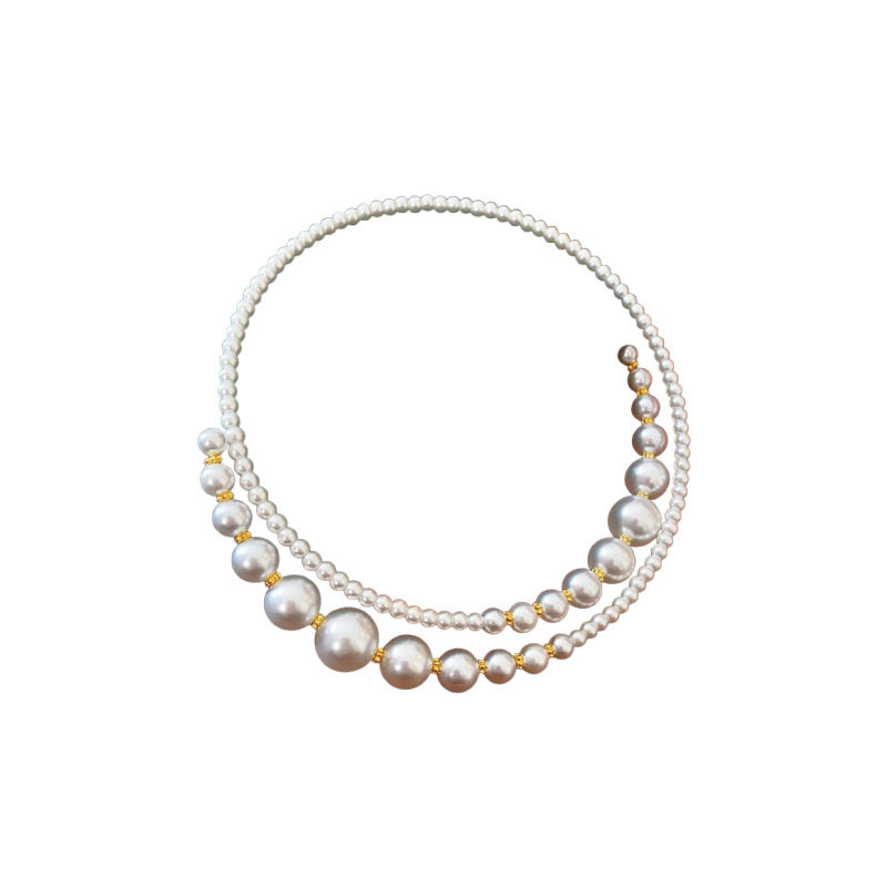 Irregular Cross Pearl Necklace, Versatile, High-End, Fashionable Clavicle Chain, French Retro Light Luxury Necklace for Women