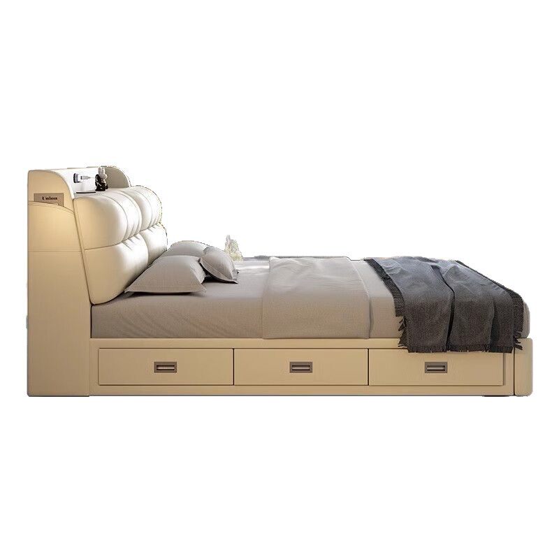 Multifunctional Storage Leather Bed Modern Simple Classy Atmospheric Bedroom 2025 New Bed Soft Package Small Apartment Wedding Bed