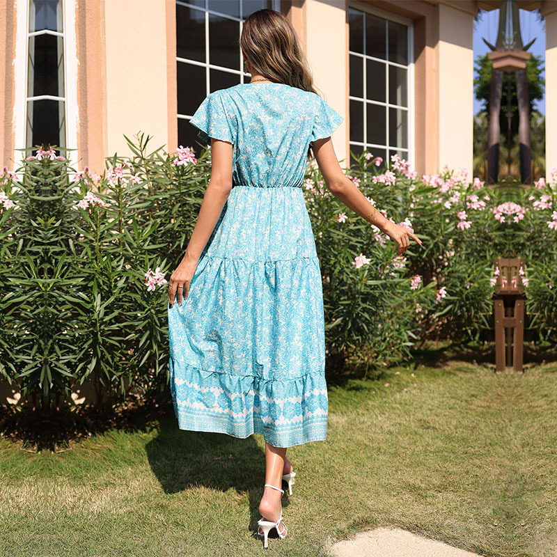 Floral Midi Dress Slim Fit Sweet and Fresh Style Summer Fashion for Women Wholesale Available