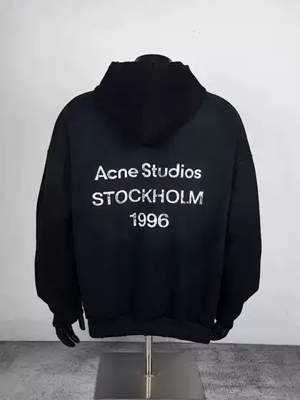 Bosimayi AC style simple classic letter print distressed wash loose fit unisex terry hooded sweatshirt