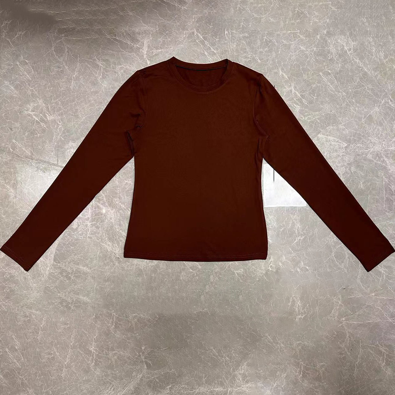 欧美女装休闲长袖t恤春秋纯色修身套头衫t恤女街装打底衫上衣