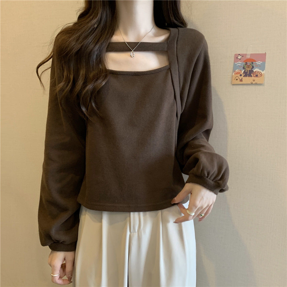Plus Size Long Sleeve T Shirt for Women Hollow Design Slimming Fit Casual Spring Autumn Wear