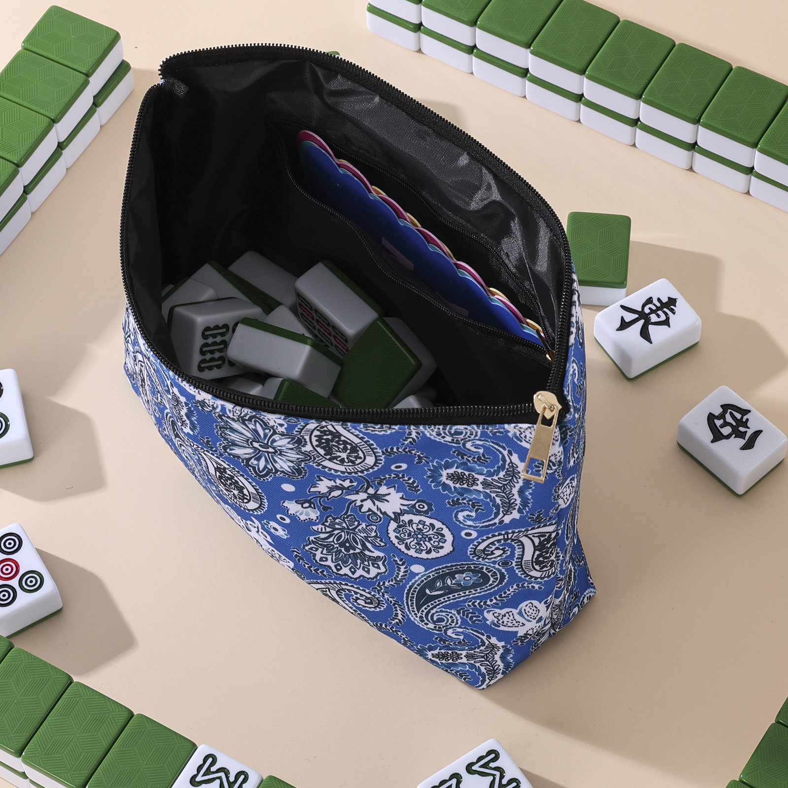 Amazon's Cross-Border Popular Cashew Mahjong Bag Portable Hand-Held Cosmetic Bag Multi-Functional Portable Travel Toiletry Bag