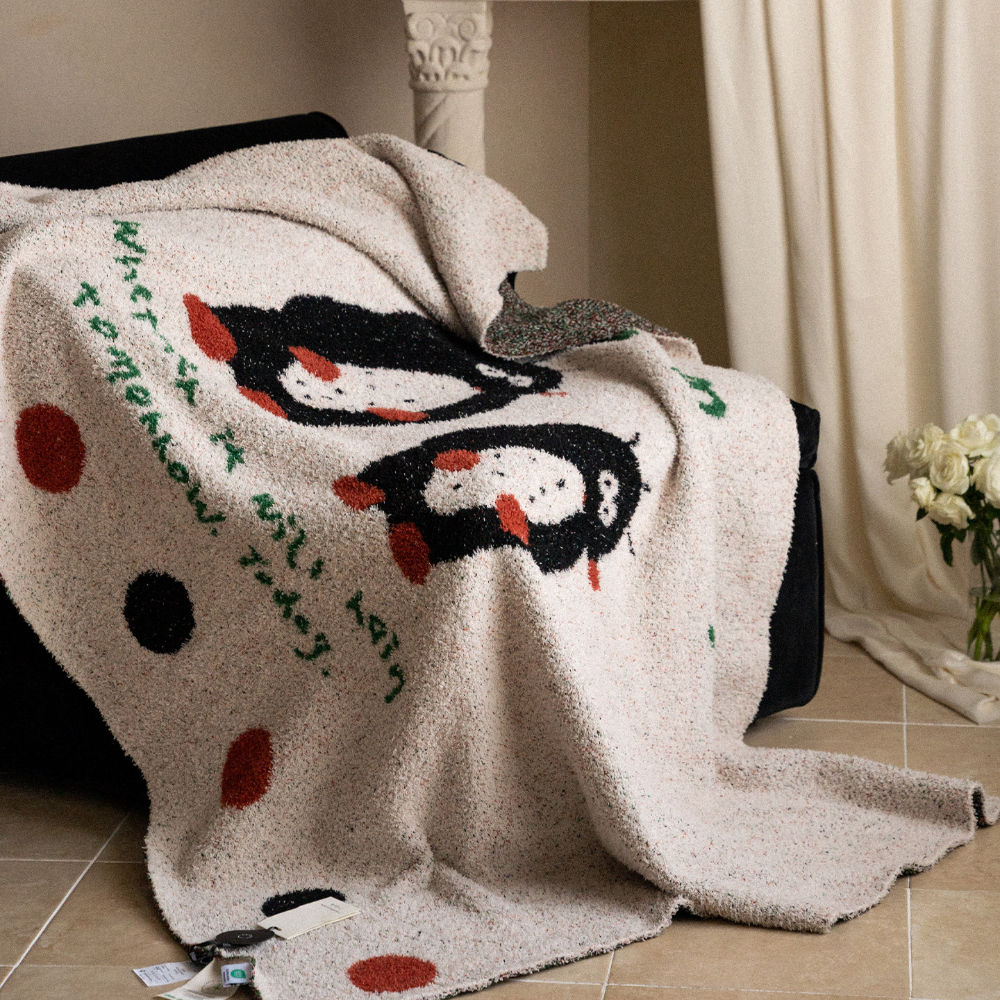 Cute Autumn and Winter Cartoon Knitted Half-Velvet Blanket Office Lunch Break Air-Conditioned Blanket Home Decoration Sofa Blanket