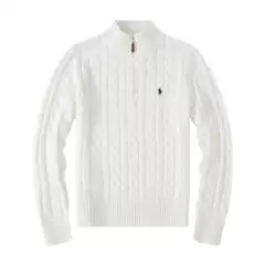 Little Horse Men's Autumn and Winter Wool Sweater Men's Stand Collar Half High Zipper Twist Twist Sweater