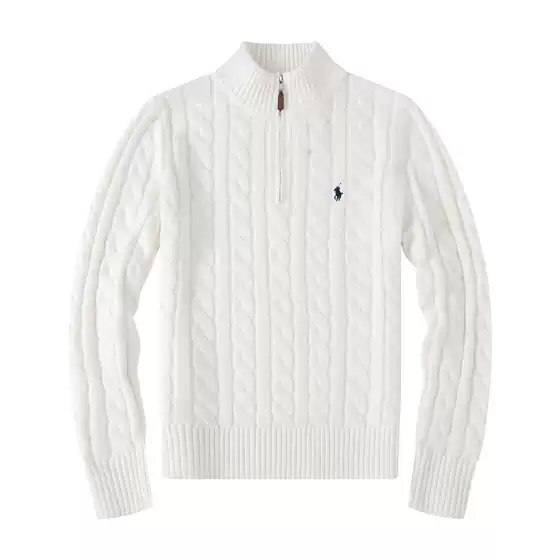 Little Horse Men's Autumn and Winter Wool Sweater Men's Stand Collar Half High Zipper Twist Twist Sweater