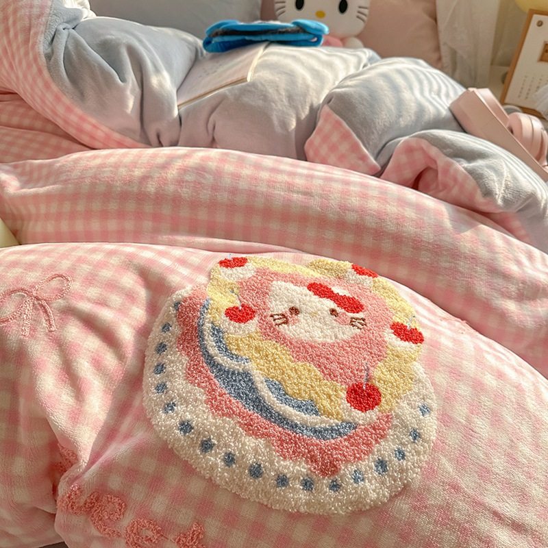 2025 Milk Velvet Four-Piece Set New Towel Embroidery Skin-Friendly and Comfortable Autumn and Winter Thickeneded and Warm Nantong Home Textile Wholesale