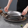 Stainless Steel Egg-Shaped Frying Pan Thickened Fish Hearth Plate Binaural Seafood Plate Crayfish Plate Western Food Baked Rice Steak Plate Tableware