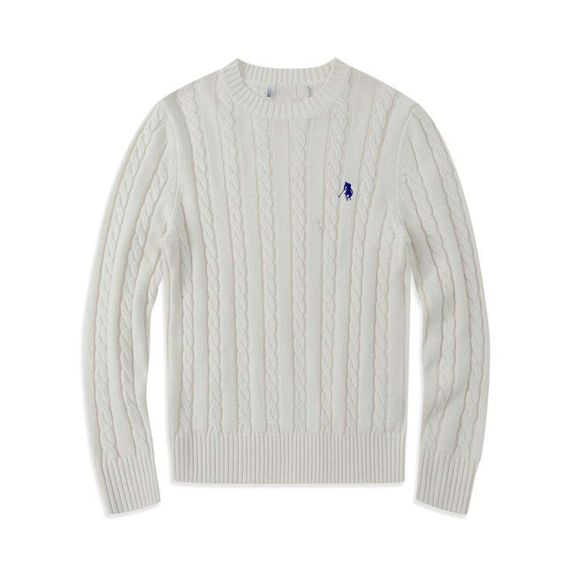 秋冬季圆领麻花毛衣男商务休闲羊毛混纺polo小马标情侣针织衫