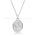 Micro-engraved swan white gold necklace