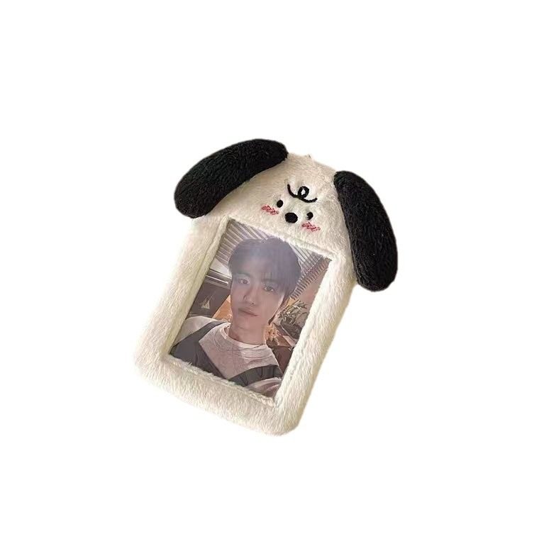 Cartoon Puppy Plush Card Holder Ins Style Polaroid Idol Card Holder Keychain Card Access Card