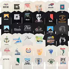 Cross Border High Version RHUDE Short Sleeve Collection American Vintage Marlboro High Street Casual Loose Couple Crewneck T-Shirt