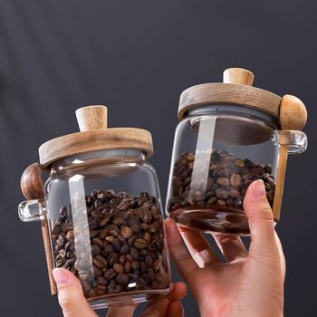 Coffee bean storage tank borosilicate heat-resistant glass sealed tank tea tank kitchen cereal spice nut storage tank
