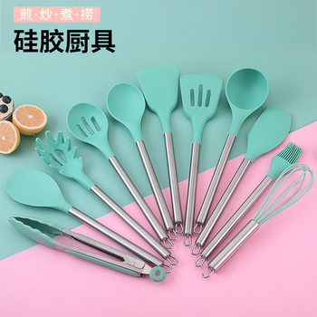 Factory silicone kitchenware creative kitchen cooking spoon shovel stainless steel handle kitchenware kitchen cooking utensils wholesale