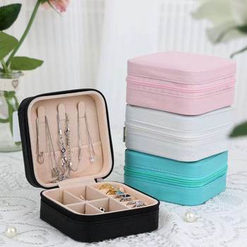 Exquisite Jewelry, Rings, Earrings, Necklaces, Earrings, Earrings, Jewelry, Portable, Compact, High-End, Mini Plaid Storage Box