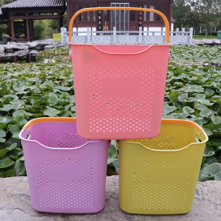 Thickened Plastic Portable Hollow Storage Basket, Large Capacity Dirty Clothes Storage Basket, Dirty Clothes Hamper, Dirty Clothes Basket Storage Bin