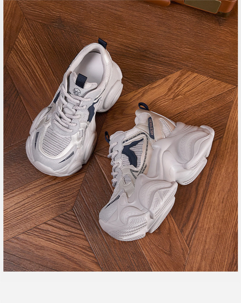 Giày sneaker nữ chạy bộ mesh thoáng đế dày êm ái — Trắng, Cam, Xám chi tiết 23