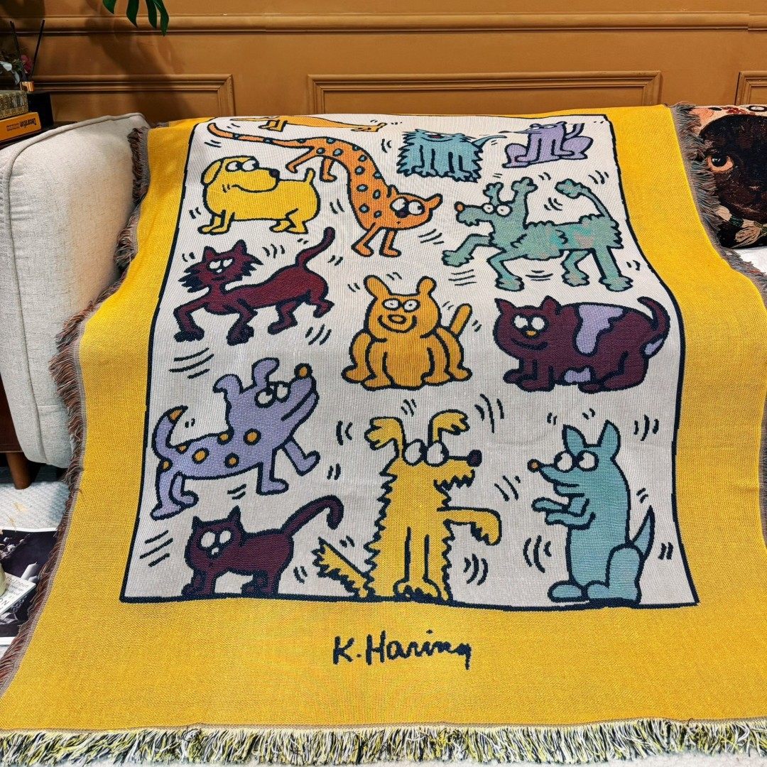 American-Style Ins Knitted Cotton Sofa Blanket, High-End Tassel Throw Blanket, Car Blanket, Camping Rug, Background Blanket, Wall Tapestry