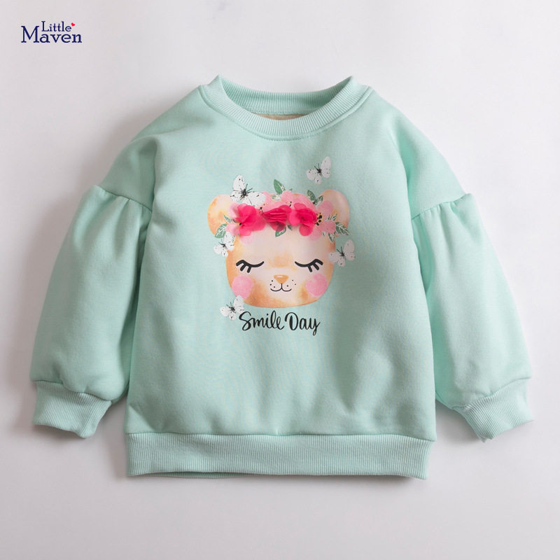 Fall & Winter Fleece-lined Kids' Top, Cartoon Long-sleeve Cotton Children's Hoodie