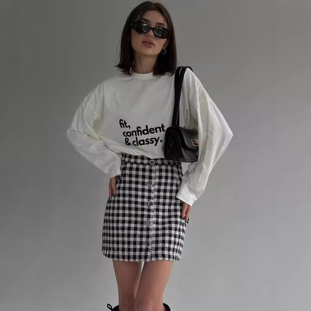 Vintage American Graphic T Shirt for Women Loose Fit Long Sleeve Cotton Letter Print Casual Wear Ready to Ship