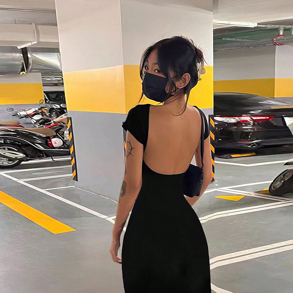 Sexy Backless Bodycon Maxi Dress Slim Fit Waist Cinching Party Wear Available in Multiple Colors Wholesale Options