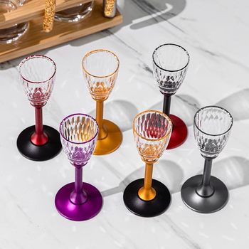 Creative Colored Rod-Drilled White Wine Cup, Tall Small Wine Glass, Light Luxury High-End Crystal Glass One-Shot Cup, Spirit Glass