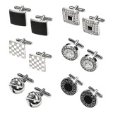 Aliexpress, новые мужские лазерные запонки, прямоугольные круглые запонки с бриллиантами, французские твист-запонки, запонка