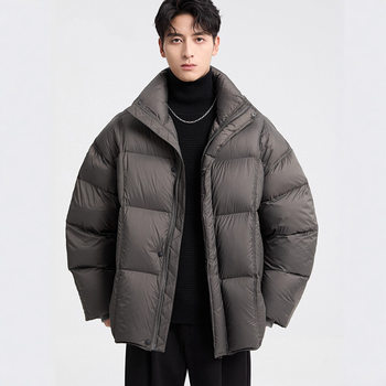 High-Fill 200g Heavyweight Thickened Stand-Collar Short down Jacket for Men, New Winter Windproof and Warm Puffer Coat