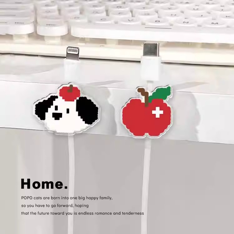 Pixel Small World Desktop Organizer Punch-Free Wall Data Cable Holder Mobile Phone Charging Cable Buckle Wall Hanging