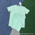 Green short-sleeved ice silk suit