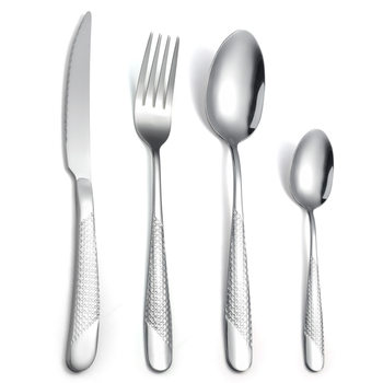 Thickened Stainless Steel Star-Patterned Handle Knife, Fork, Spoon, Hammered Texture, Cross-Border Western Restaurant Hotel Steak Knife, Fork, Tea Spoon, Light Luxury