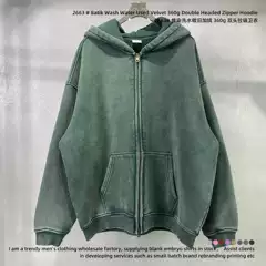American Retro Windproof Unfrayed Batik Washed and Distressed Fleece-Lined Warm Double-Ended Zipper Cardigan Jacket Sweatshirt