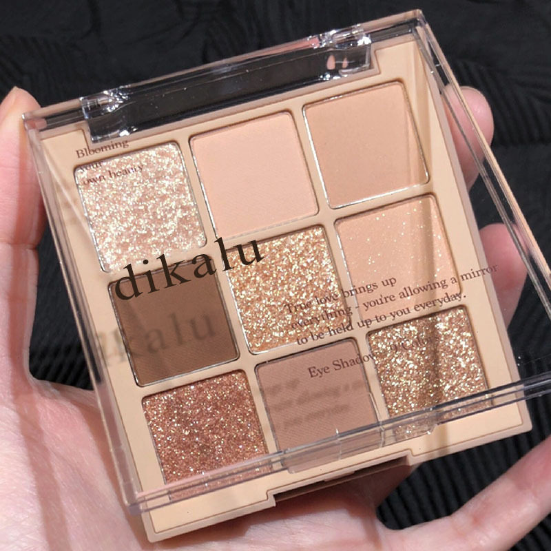 DIKALU milk tea nine-color eye shadow plate transparent acrylic matte nine-color nude nine-square eye shadow cross-border makeup