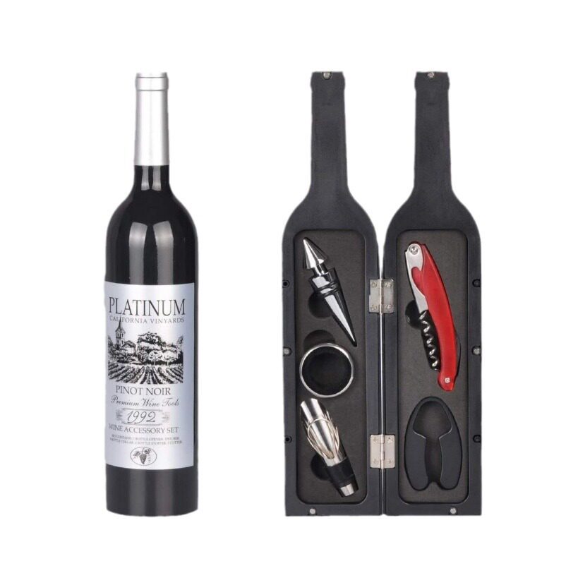Source manufacturers in stock silver head large wine bottle five-piece set wine bottle opener wine stopper wine suit cross-border wholesale