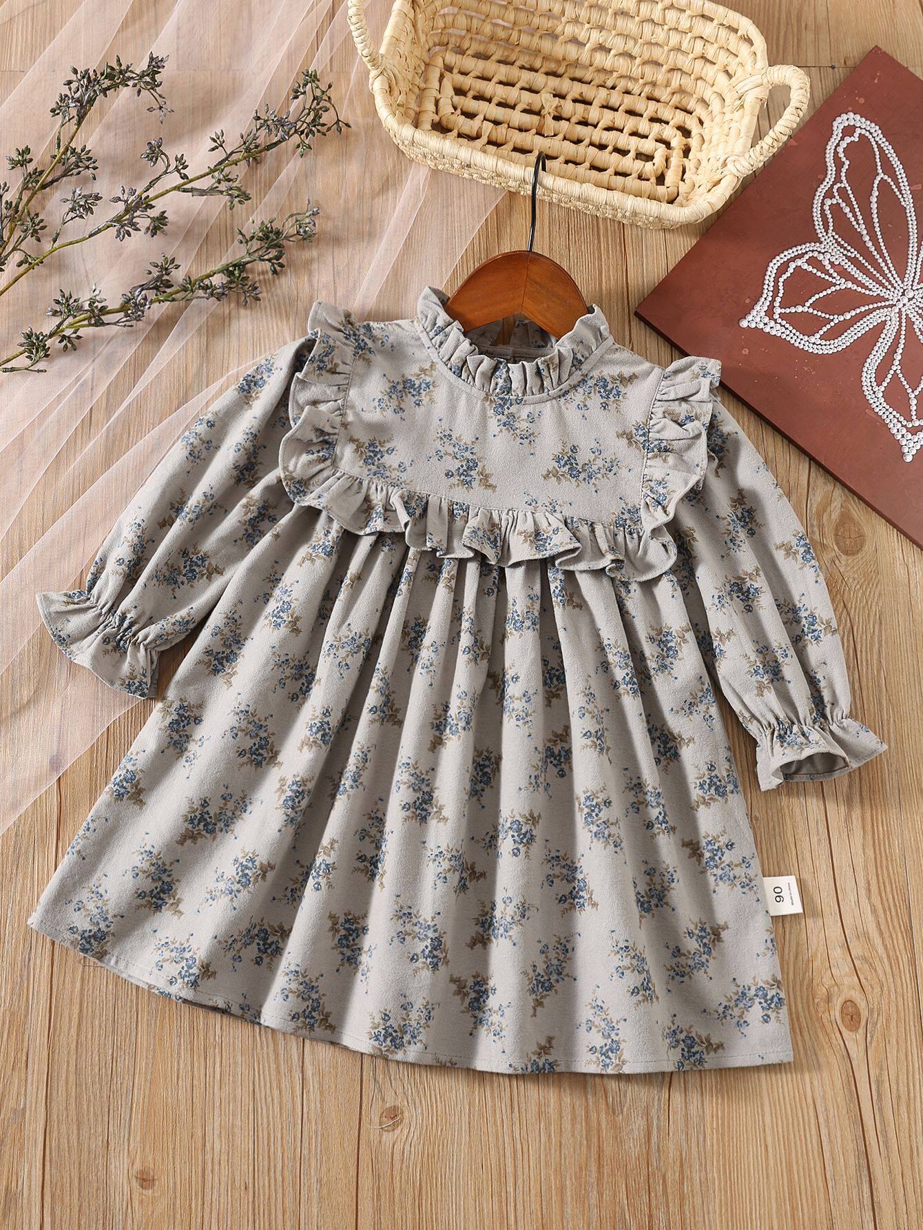 Girls Dress Children's Style Long Sleeve Skirt Baby Girl Lace Princess Dress Trendy