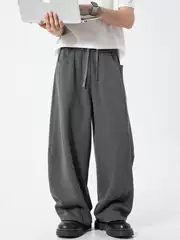 Patchwork Texture Casual Pants for Men, New Autumn Style, Loose Fit, American-Style Sports Sweatpants with Drape Effect