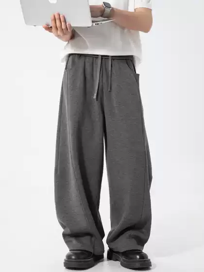 Patchwork Texture Casual Pants for Men, New Autumn Style, Loose Fit, American-Style Sports Sweatpants with Drape Effect