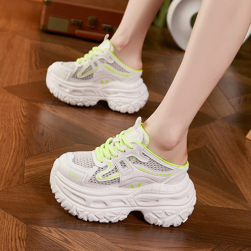 Sandal cao gót nữ hở mũi quai ngang đế dày, gót siêu cao 8 cm, phong cách trẻ trung — Trắng, Xám, Hồng