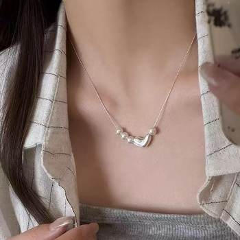 Korean Irregular Lentil S925 Sterling Silver Pearl Necklace for Women 2025 New Light Luxury Niche Layered Clavicle Chain Wholesale