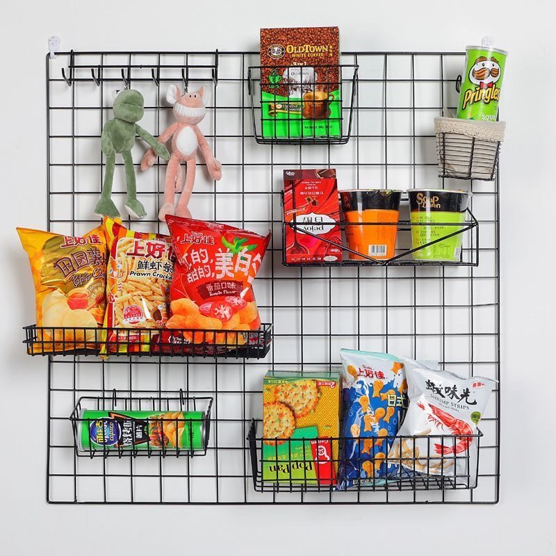 Grid Storage Rack Wall Storage Rack Snack Grid Mesh Wall Grid Board Accessories Iron Grid Photo Wall