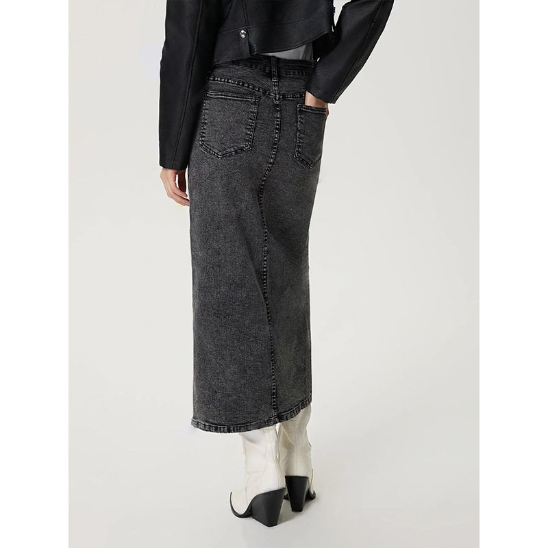 Vintage Silver Wash Denim Skirt Womens Retro Style Casual Fit High Waist Perfect for Spring Summer Ready to Ship