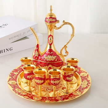 European Antique Wine Set, Household High-End Creative Accessible Luxury Liquor Jug, White Wine Cup, 8-Piece Gift Set