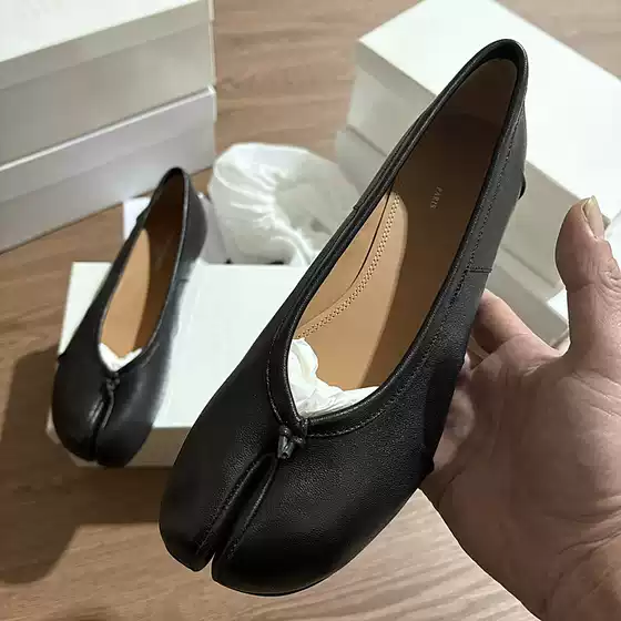 High-Quality Genuine Leather Tabi Split-Toe Flat Ballet Shoes, Pig's Hoof Sheepskin Women's Casual Shoes
