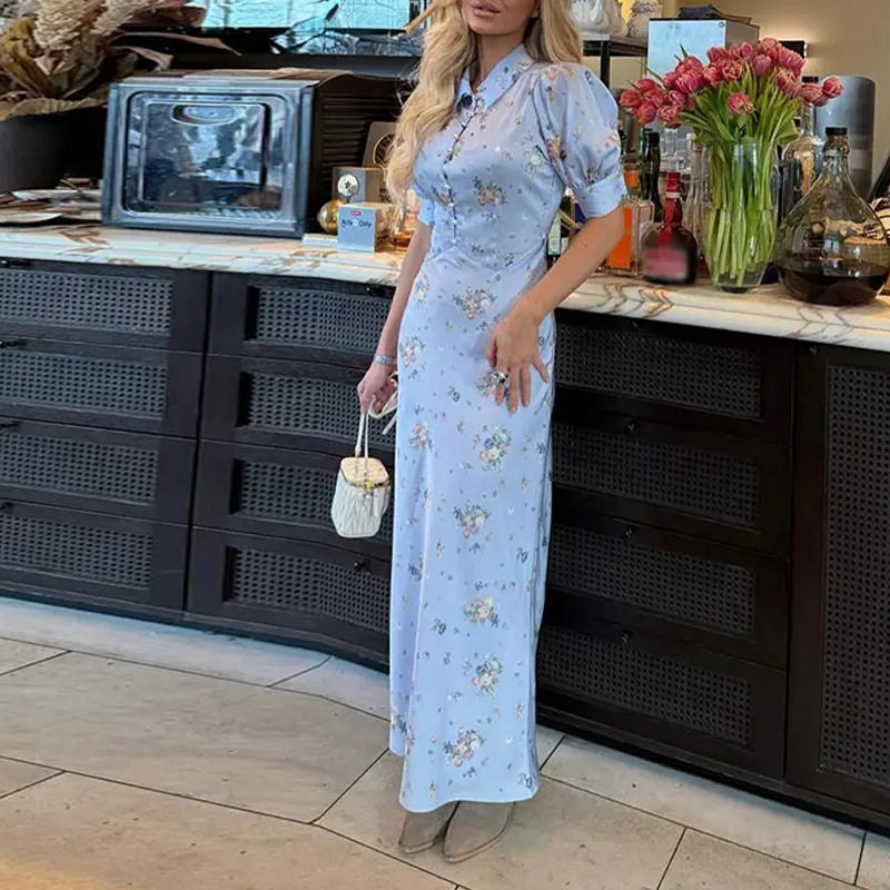 Womens Summer Dress Elegant Floral Print Button Detail Slim Fit Perfect for Casual or Formal Occasions Wholesale
